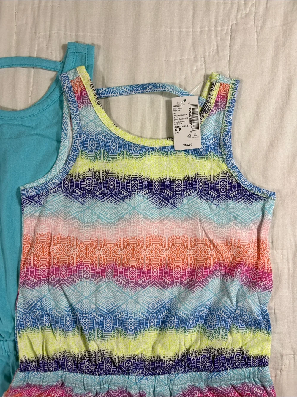 The Childrens Place Girls Romper 2‎ Pack Blue Multi Color Geometric Size 5/6 S